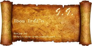 Ibos Irén névjegykártya